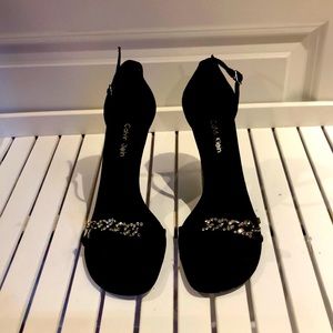 Calvin Klein black crystal evening heels. 7.5